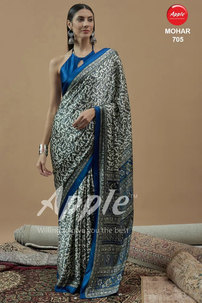 Mohar Vol 7 By Apple Japan Satin Ajhrakh Printed Sarees Wholesale In India